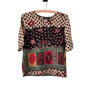 Vintage Fritzi Of California Women’s Small Floral Printed Blouse 18” PTP